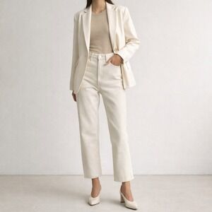 John Elliott Organic Cropped Straight Jeans Cream Small Made USA Sample